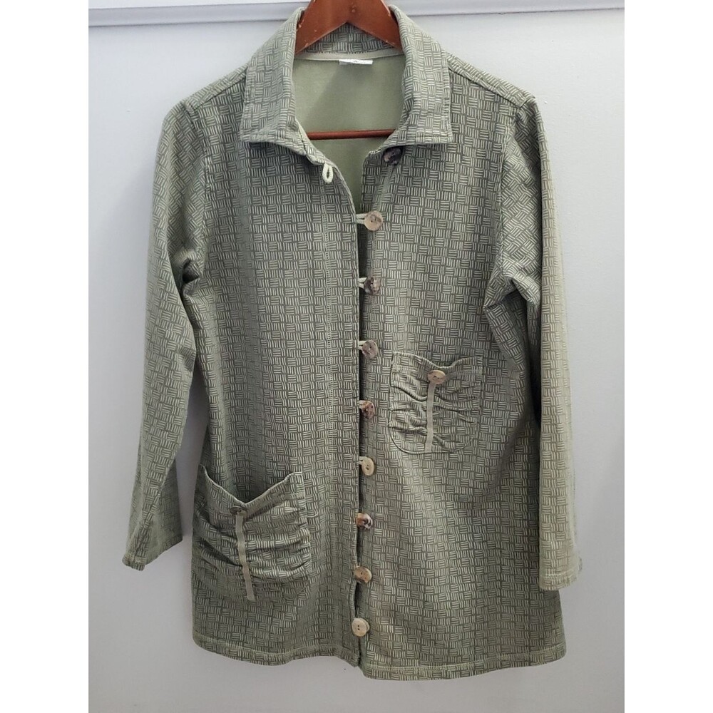 CMC By Color Me Cotton Women’s Sage Green Button-Front Jacket Size Medium